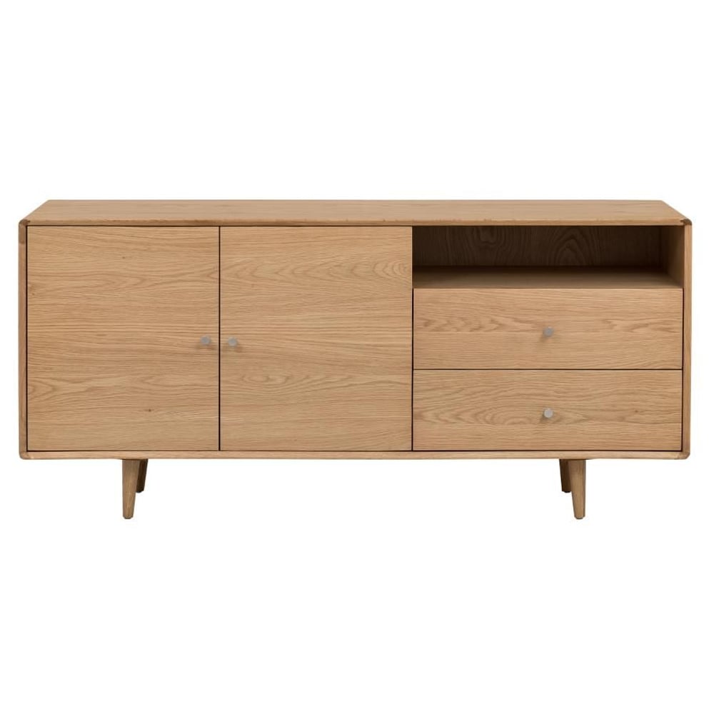 Javion Wooden Sideboard With 2 Doors 2 Drawers In Natural Oak