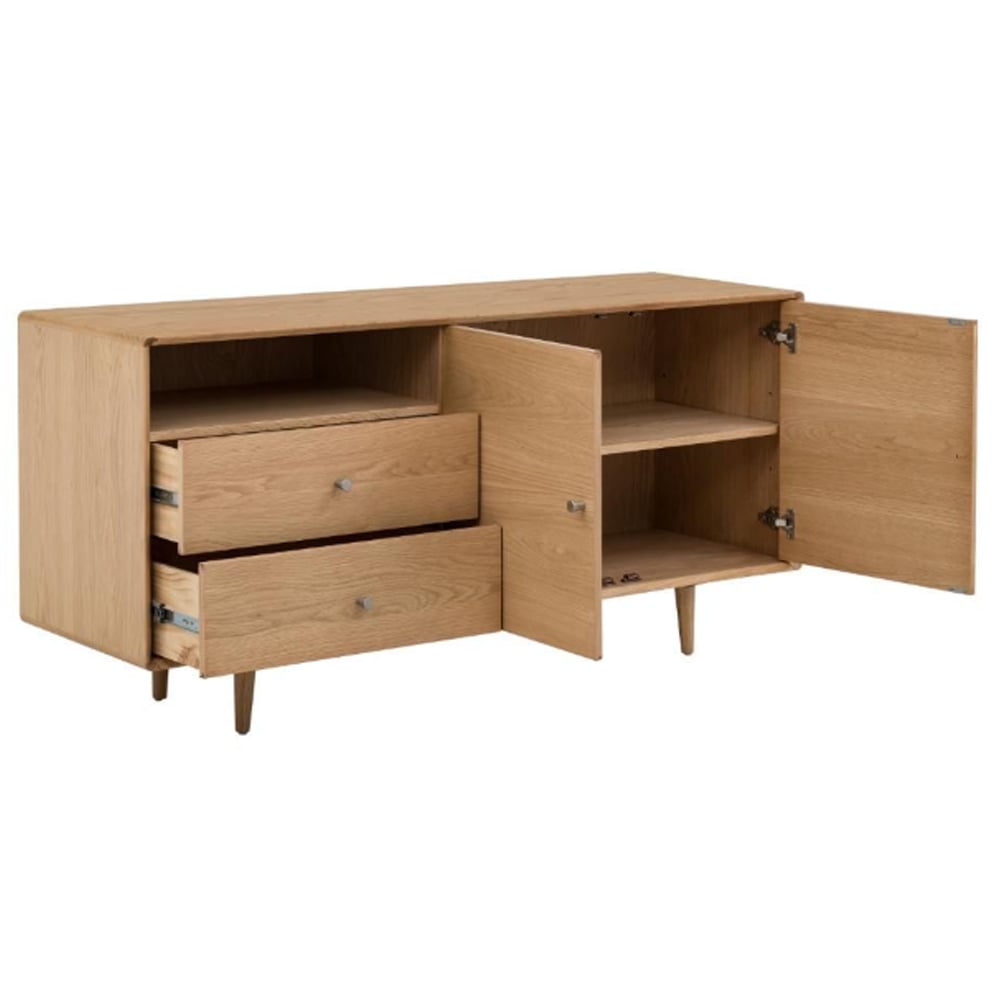 Javion Wooden Sideboard With 2 Doors 2 Drawers In Natural Oak