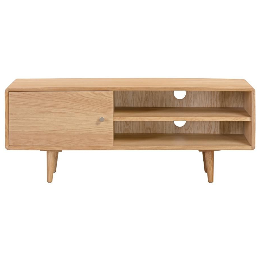 Javion Wooden TV Stand With 1 Door 2 Shelves In Natural Oak