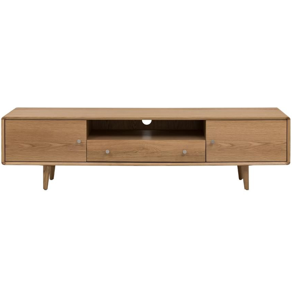 Javion Wooden TV Stand With 2 Doors 1 Drawer In Natural Oak
