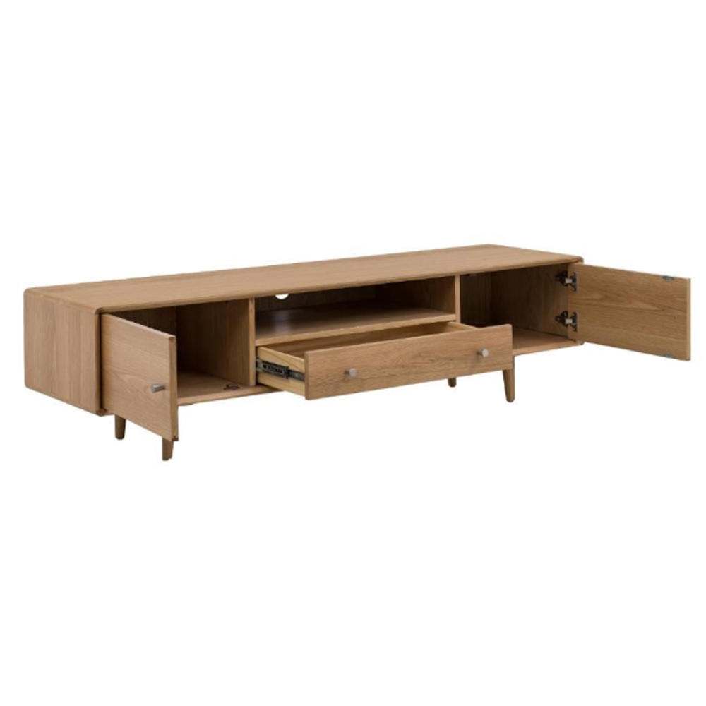 Javion Wooden TV Stand With 2 Doors 1 Drawer In Natural Oak