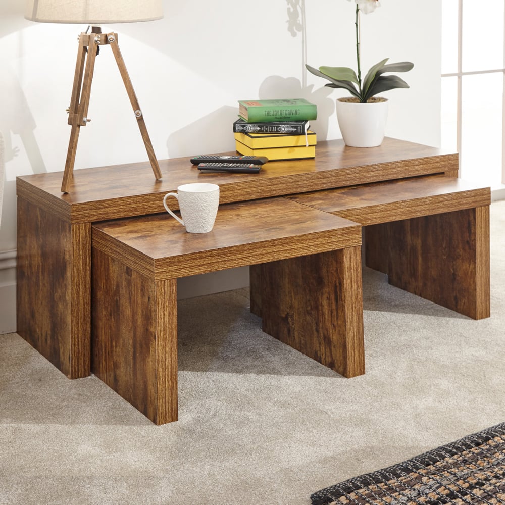 Jawcraig Wooden Nesting Coffee Tables In Brown