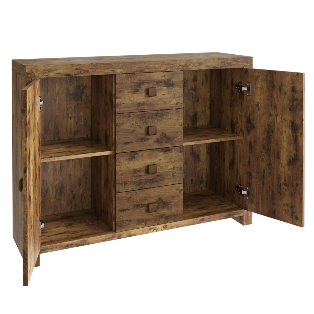 Jawcraig Wooden Sideboard With 2 Doors 4 Drawers In Brown