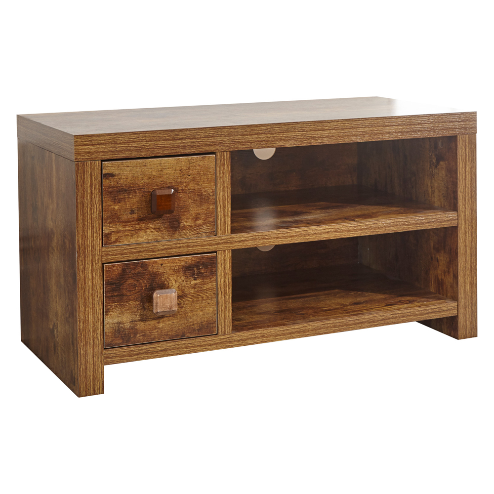 Jawcraig Wooden TV Stand With 2 Drawers In Brown
