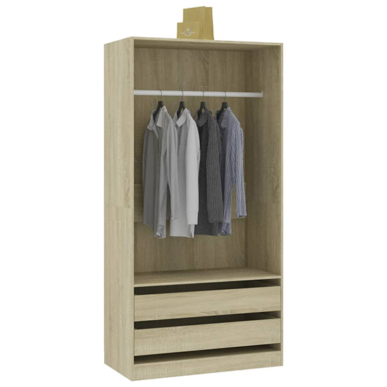 Jaxie Wooden Open Wardrobe With 2 Drawers In Sonoma Oak
