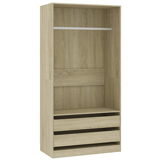 Jaxie Wooden Open Wardrobe With 2 Drawers In Sonoma Oak