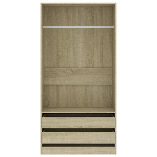 Jaxie Wooden Open Wardrobe With 2 Drawers In Sonoma Oak