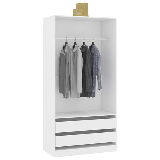 Jaxie Wooden Open Wardrobe With 2 Drawers In White
