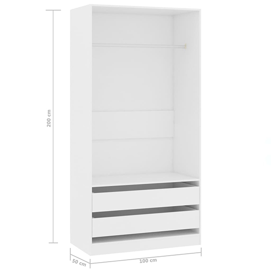 Jaxie Wooden Open Wardrobe With 2 Drawers In White