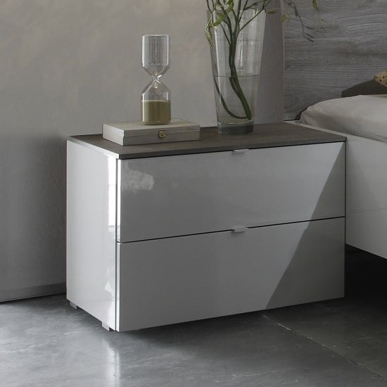 Product photograph of Jaxon High Gloss Bedside Cabinet With 2 Drawers In White from Furniture in Fashion