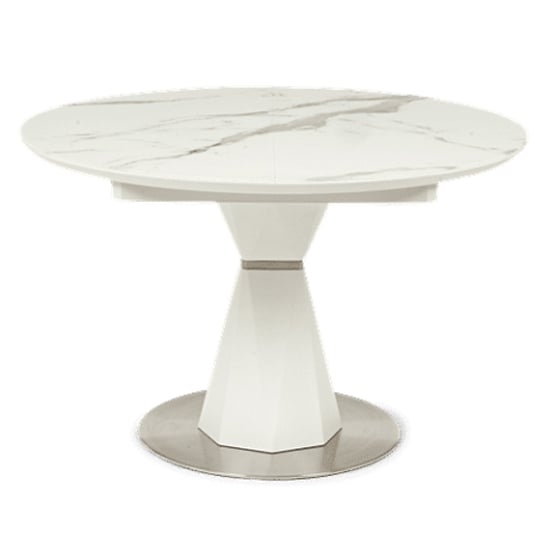 Jaydenia Round Extending Dining Table In White Marble Effect_4