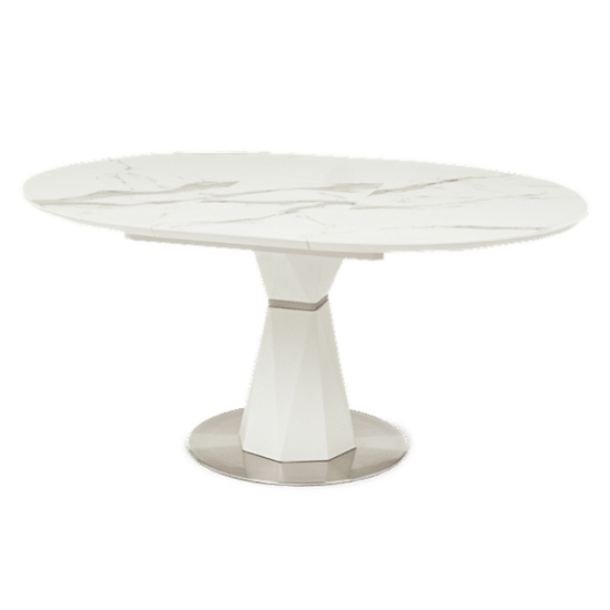 Jaydenia Round Extending Dining Table In White Marble Effect_5