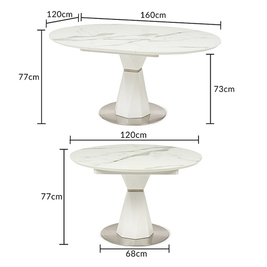 Jaydenia Round Extending Dining Table In White Marble Effect_8