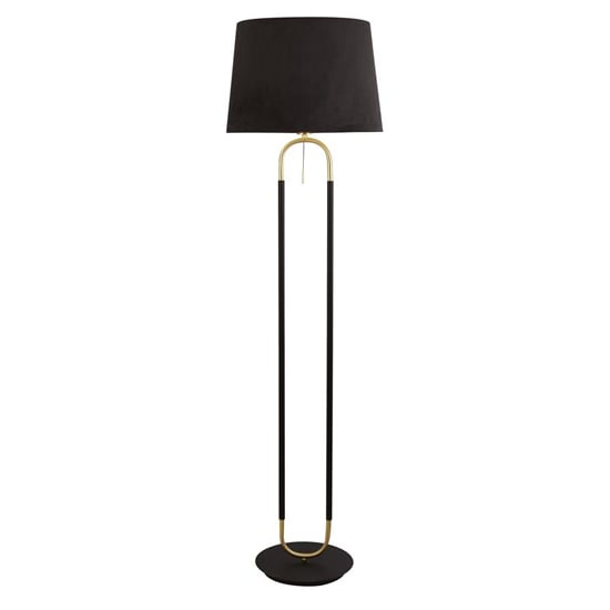 Product photograph of Jazz Velvet Shade Floor Lamp With Black And Satin Brass Base from Furniture in Fashion