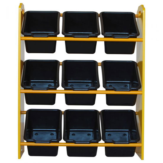 JCB Kids Black 9 Bins Storage Stand In Yellow