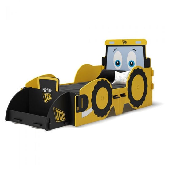 Product photograph of Jcb Junior Kids Bed In Yellow With Screen Printed Graphics from Furniture in Fashion