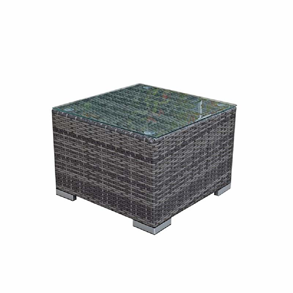 Jeana Rattan Garden Sun Loungers With Drink Table In Grey