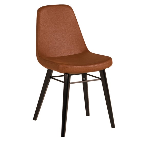 Product photograph of Jecca Fabric Dining Chair With Black Legs In Tawny from Furniture in Fashion