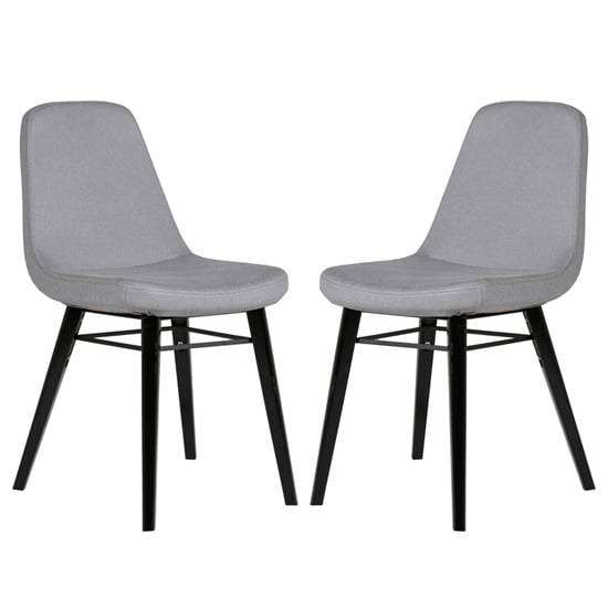 Product photograph of Jecca Grey Fabric Dining Chairs With Black Legs In Pair from Furniture in Fashion