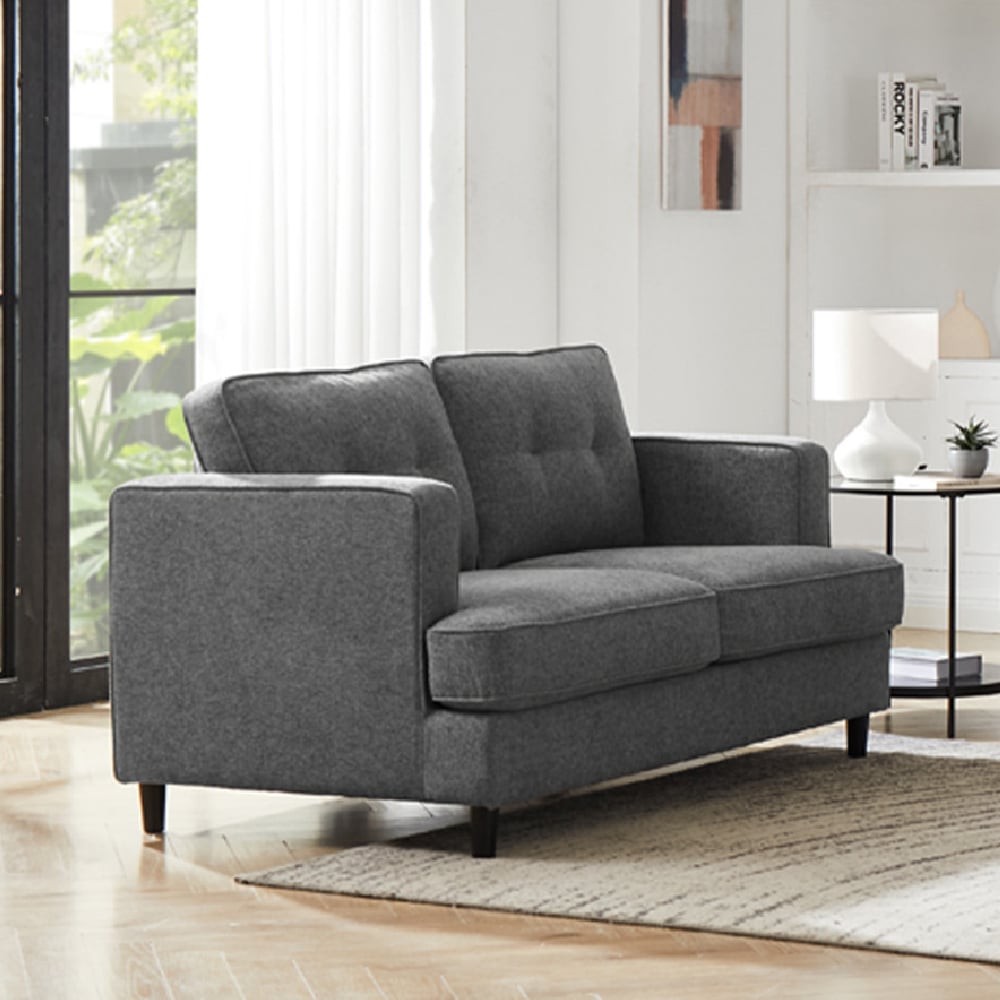 Read more about Jeddah fabric 2 seater sofa with black legs in grey