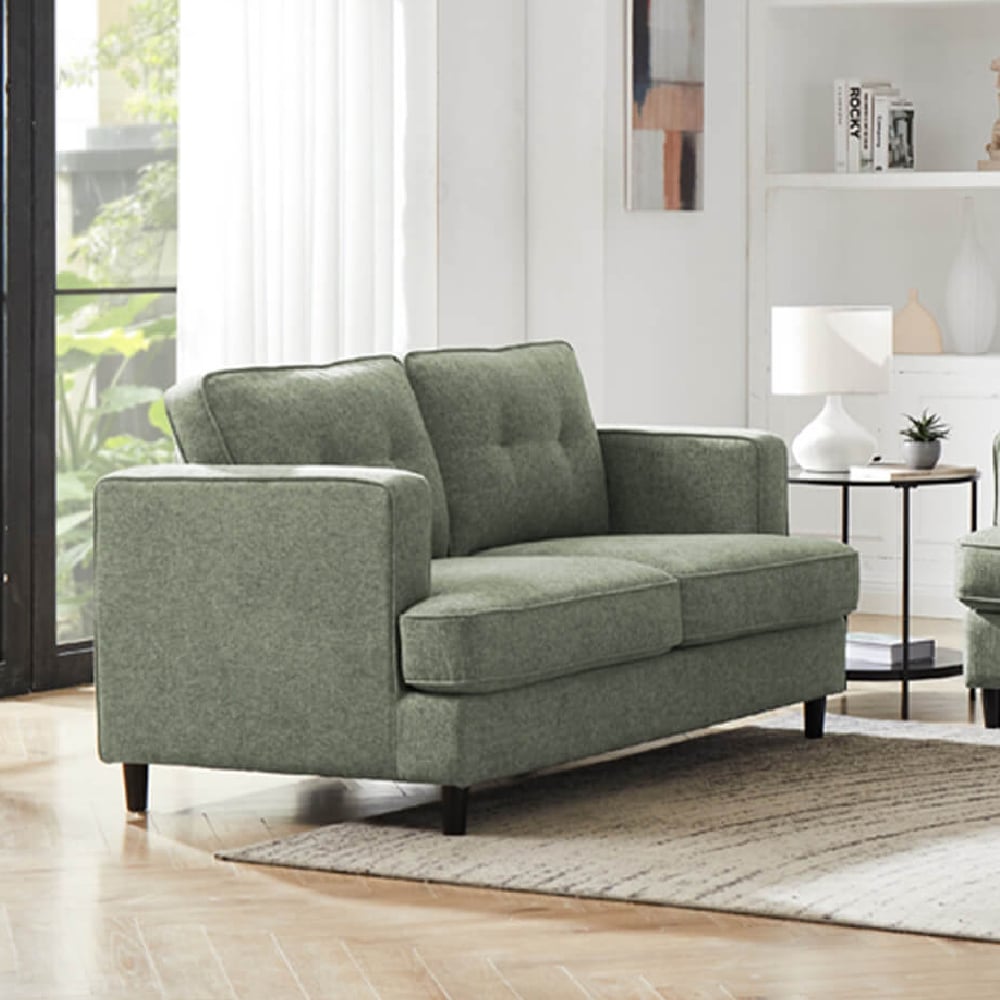 Read more about Jeddah fabric 2 seater sofa with black legs in sage
