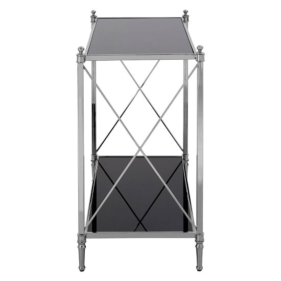 Jefferson Mirrored Console Table In Black And Silver Frame