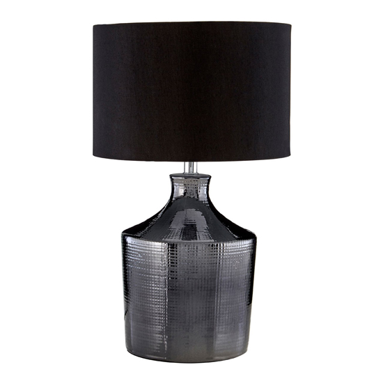 Jeffty Black Fabric Shade Table Lamp With Black Base