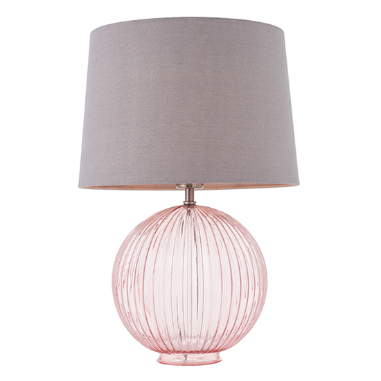 Jemma Yellow Shade Table Lamp With Dusky Pink Ribbed Base | FiF