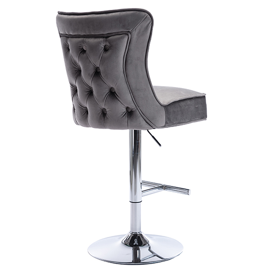 Jemona Dark Grey Velvet Bar Stools In Pair | Furniture in Fashion