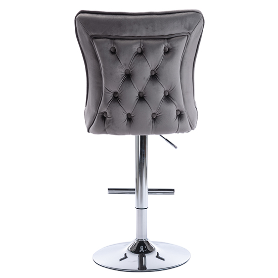 Jemona Dark Grey Velvet Bar Stools In Pair Furniture in Fashion