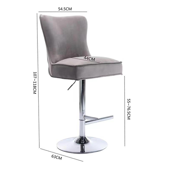 Jemona Mink Velvet Bar Stools In Pair Furniture in Fashion