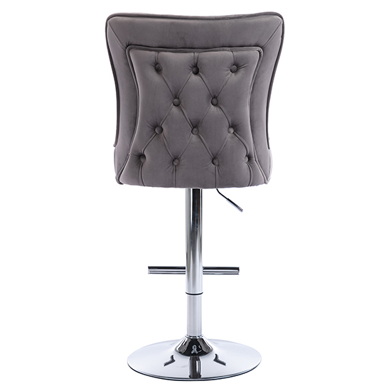 Jemona Silver Grey Velvet Bar Stools In Pair Furniture in Fashion