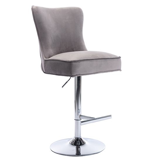 Product photograph of Jemona Velvet Bar Stool In Silver Grey from Furniture in Fashion