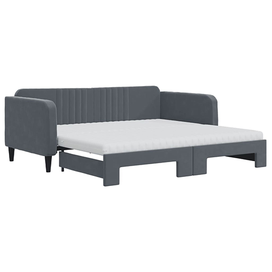 Jena Velvet Daybed With Guest Bed And Mattress In Dark Grey