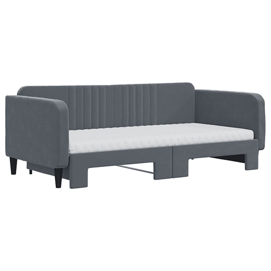 Jena Velvet Daybed With Guest Bed And Mattress In Dark Grey