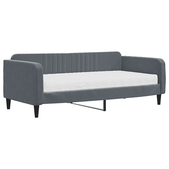 Jena Velvet Daybed With Mattress In Dark Grey