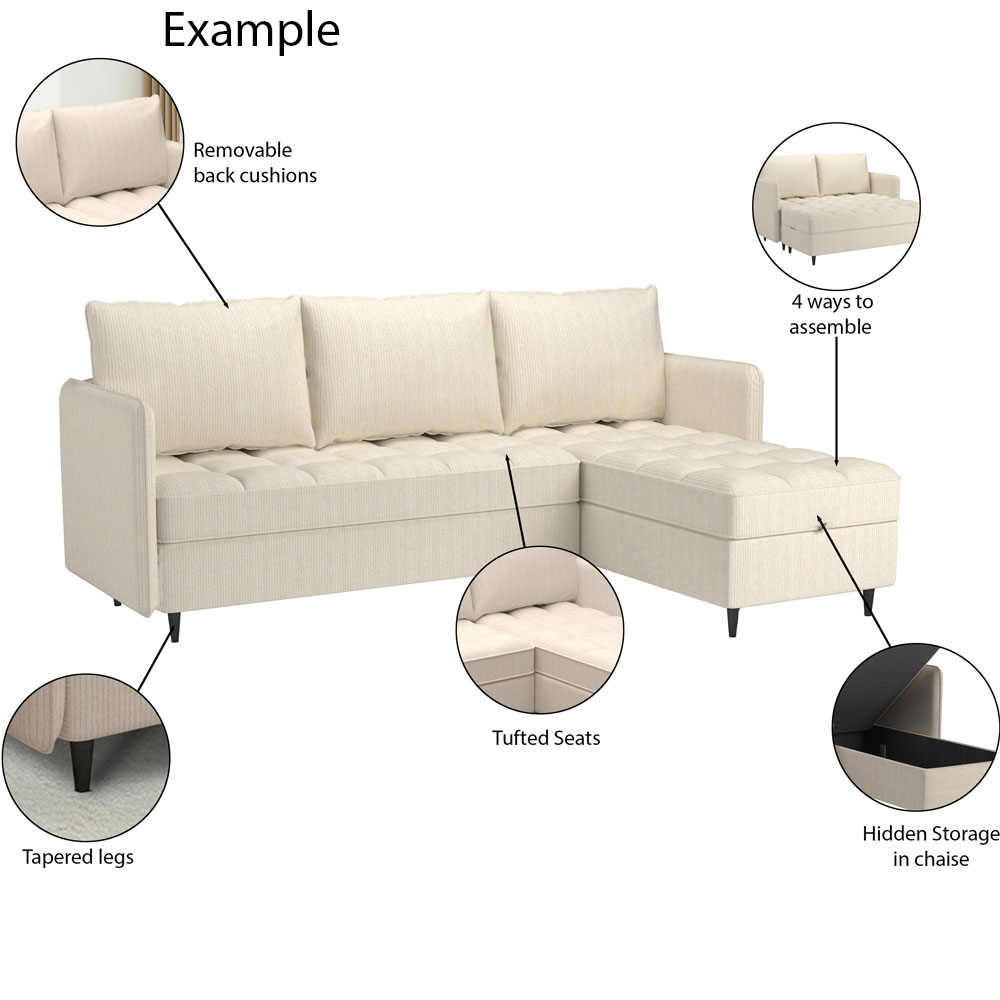 Jenaro Fabric L Shape Sofa in Grey
