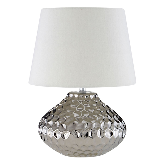 Jenato Ivory Fabric Shade Table Lamp With Chrome Base Furniture in