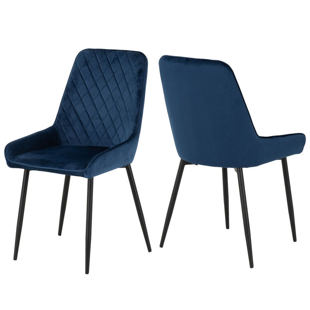 Jenlora Light Oak Wooden Dining Table with 4 Avah Sapphire Blue Chairs