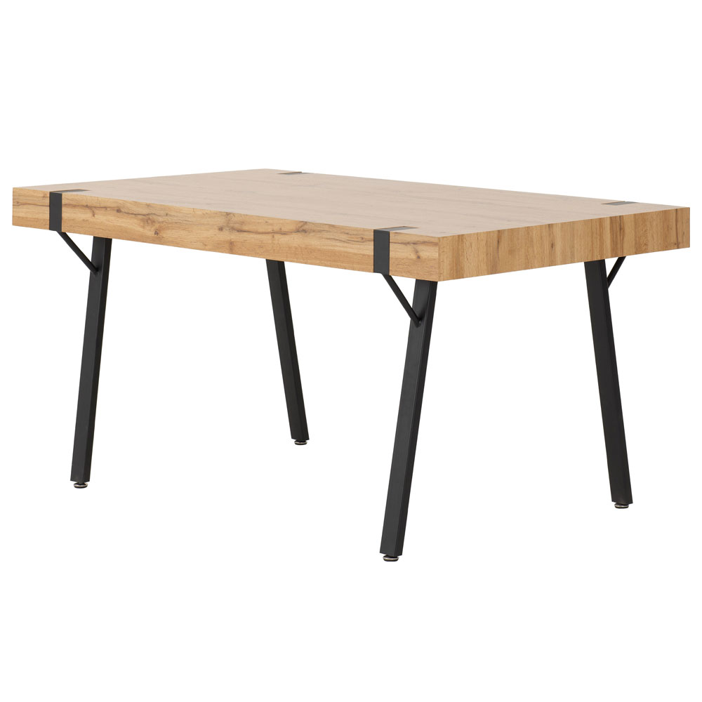 Jenlora Light Oak Wooden Dining Table with 4 Qinson Grey Chairs