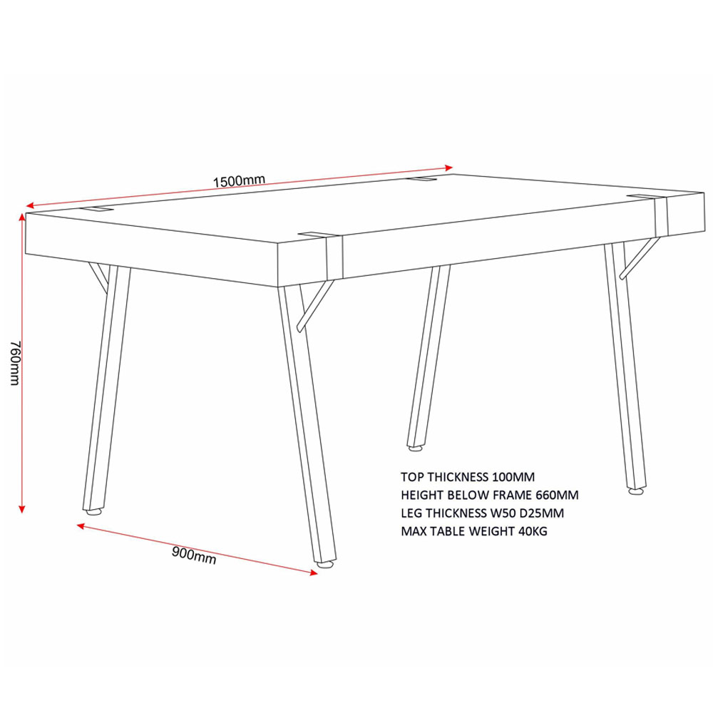 Jenlora Wooden Dining Table with Black Legs in Light Oak