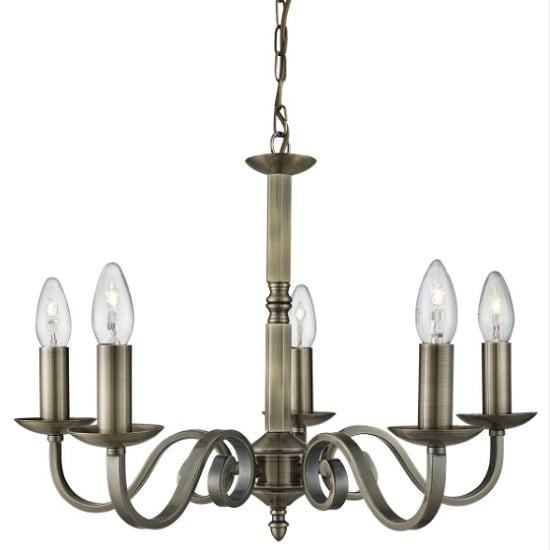 View Jenner ceiling light in antique brass with 5 lights