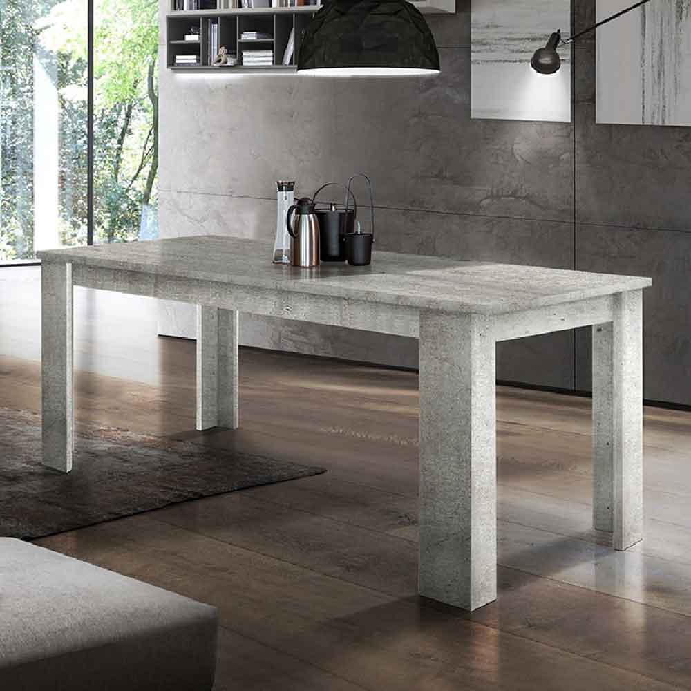 Jennings Large High Gloss Extending Dining Table In White And Concrete
