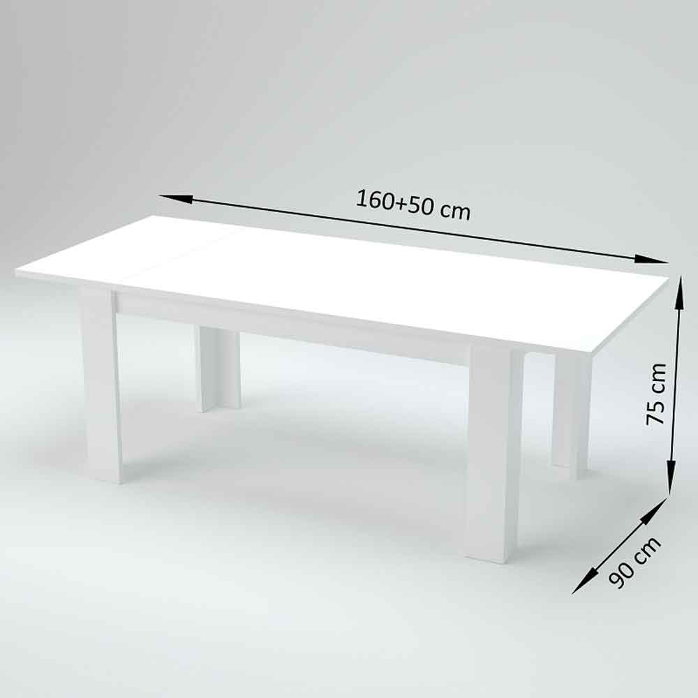 Jennings Large High Gloss Extending Dining Table In White And Concrete
