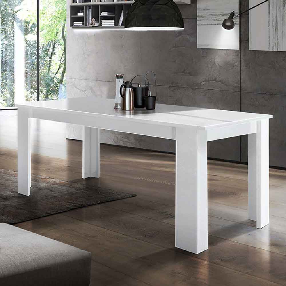 Jennings Large High Gloss Extending Dining Table In White