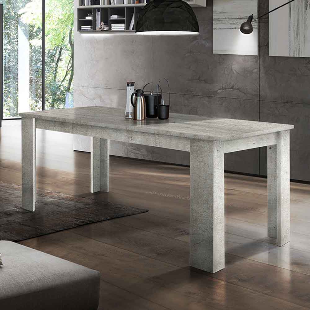Jennings Medium High Gloss Extending Dining Table In White And Concrete
