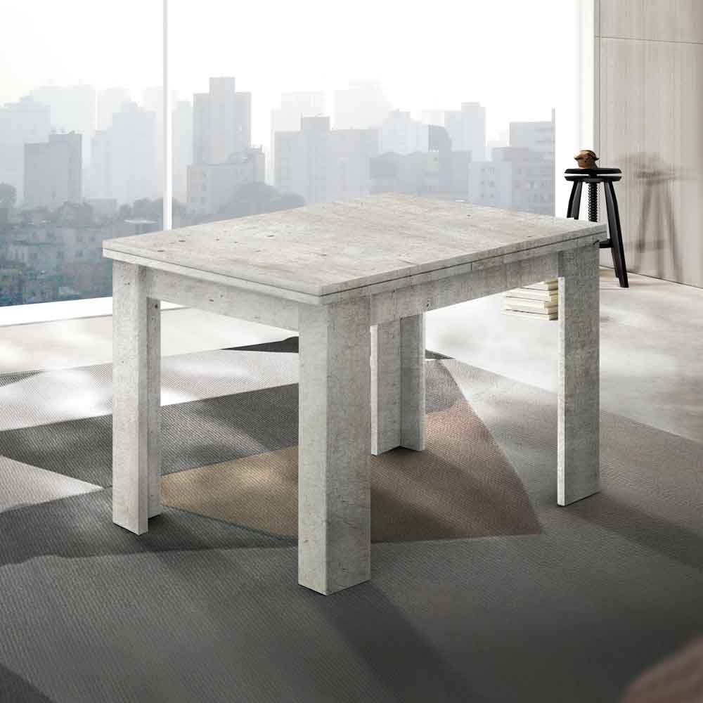 Jennings Small High Gloss Folding Dining Table In White And Concrete