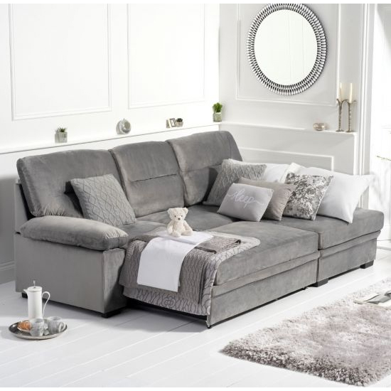 Jennot Velvet Right Hand Facing Corner Sofa Bed In Grey_2