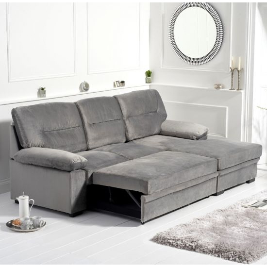 Jennot Velvet Right Hand Facing Corner Sofa Bed In Grey_4