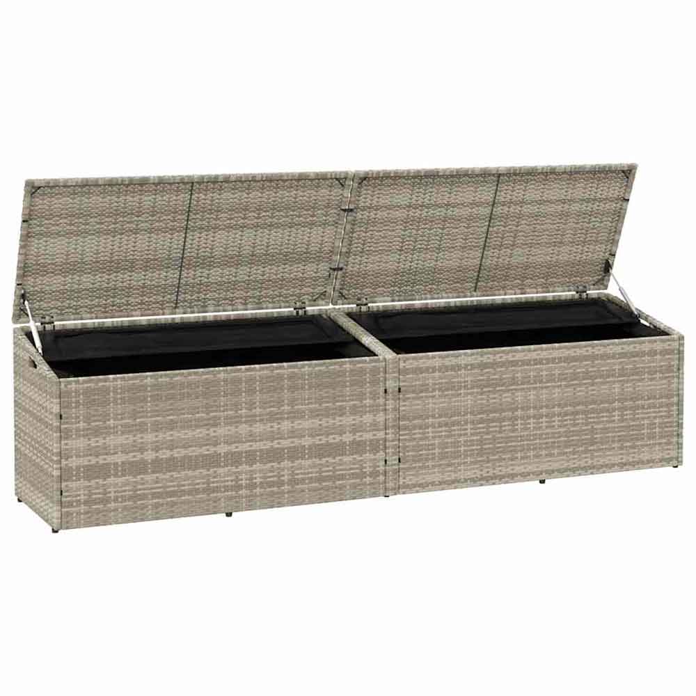 Jenrix Garden Poly Rattan Double Storage Box in Light Grey